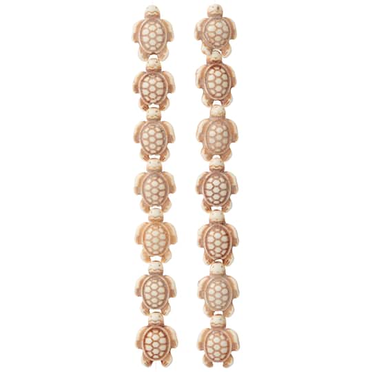 12 Pack: White & Green Reconstituted Stone Tortoise Beads, 18mm by Bead Landing™